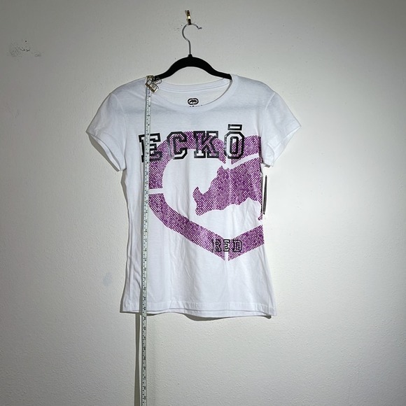 ECKO RED Woman’s White and Purple T-Shirt Size Medium - Picture 2 of 7